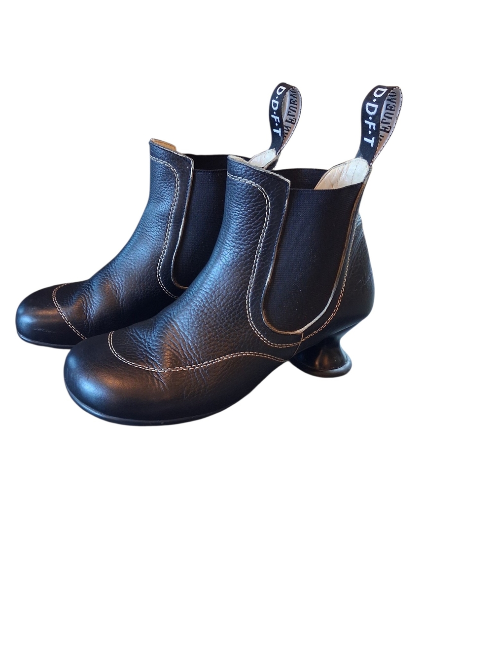 Womens John Fleuvog Black Ankle Boots with Pull Tabs Size 8